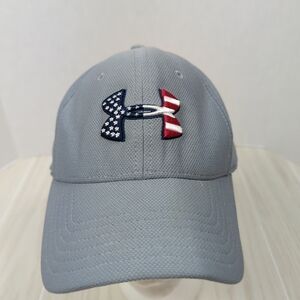 Under Armour Freedom Mens Medium Large Gray Cap Hat USA Flag